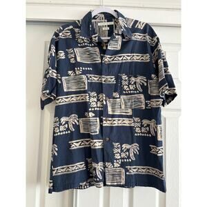 Vintage Robert Stock Hawaiian shirt Cotton blend mens size Medium dark b…